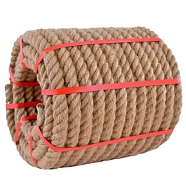 Natural Jute Ropes (1 in X 50 ft) Thick Hemp Rope Twisted Manila Ropes for Crafts, Railing, Tug of War, Landscaping, Gardening, Bundling, Hammock, Home Decorating