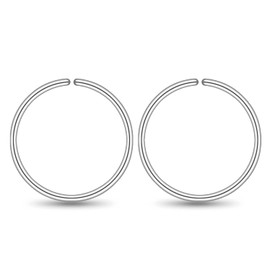 Small Gold Sterling Silver Huggie Hoop Earrings for Women Cartilage Nose Helix Tragus (Silver, 12mm 22 gauge / 1 pair)