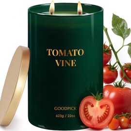 Goodpick Tomato Vine Scented Soy Candle, 22oz 120H Long Lasting, Fresh Garden Herbs with Basil & Blackcurrant, Home Aromatherapy Candles