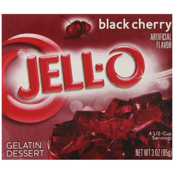Jell-O Black Cherry Gelatin Mix (3 oz Bags, Pack of 24)