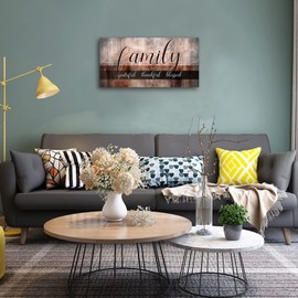 Canvas Wall Art for Living Room-Family Grateful Thankful Blessed-Christian Wall Decor-Family Signs Canvas Prints-Blessed Wall Decor-Artwork Framed Painting Home Decoration Ready to Hang 20"x40"