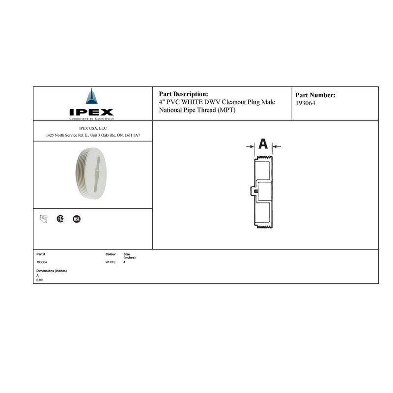 Canplas 193064 Flush Cleanout Plug, 4-Inch