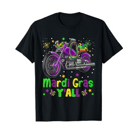It's Mardi Gras Y'all Funny Motorcycle Masked Jester Hat T-Shirt