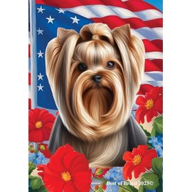 Yorkie Show Cut - Best of Breed All-American Patriotic I Garden Flags