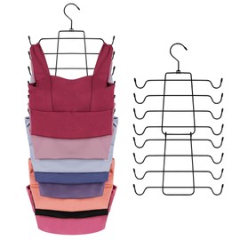 ZEDODIER 2 Pack Tank Top Hanger Space Saving, Bra Hangers for Closet Organizer, Hanging Bra Organizer Tank Tops Holder with 16 Hooks, Metal Closet Organizers and Storage Small Space Solutions, Black