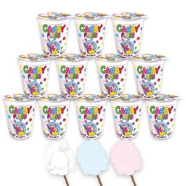 MATEO Candy Floss in a Cup- Fruity Cotton Candy in Sealed Cups for Easy Snacking- Colorful Candies Is Ideal for Parties, Gifting, Or Everyday Treats- Enjoy Candies Floss That Melts in Your Mouth - 12-Pack