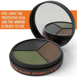 Arcturus 3-Color Camo Face Paint - Water & Sweat Resistant - Built-In Mirror for