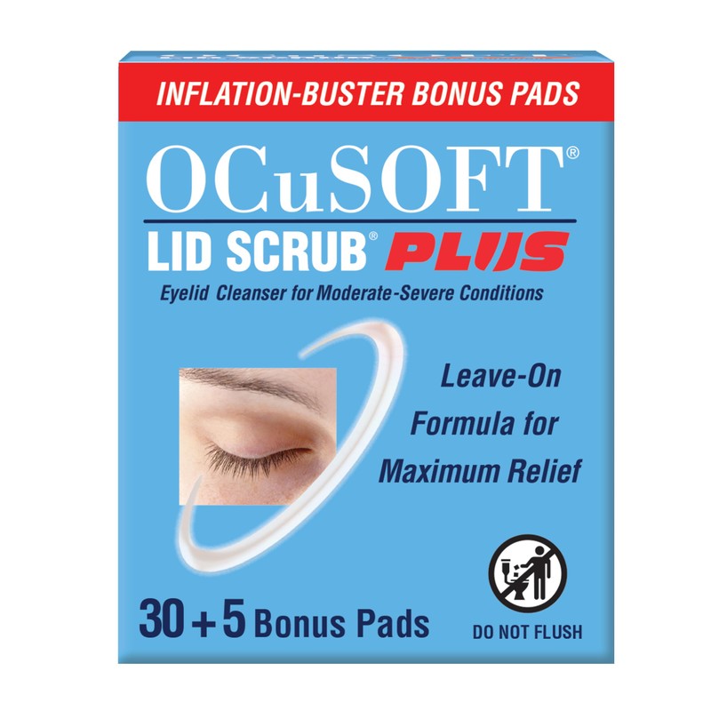 OCuSOFT Lid Scrub PLUS 35 - Pre-Moistened Leave-On Eyelid Wipes