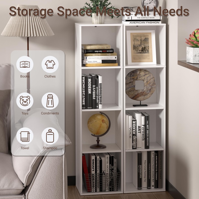 NewBeth 4 Cube Storage Organizer, 4 Tier Cube Low Bookcase