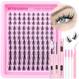 wiwoseo Manga Lash Clusters Kit Fairy Eyelash Extension Kit Anime Cluster Eyelash Extensions D Curl Lashes Clusters Spike Individual Lashes Natural Look with Lash Bond and Seal Waterproof (8-16MM)