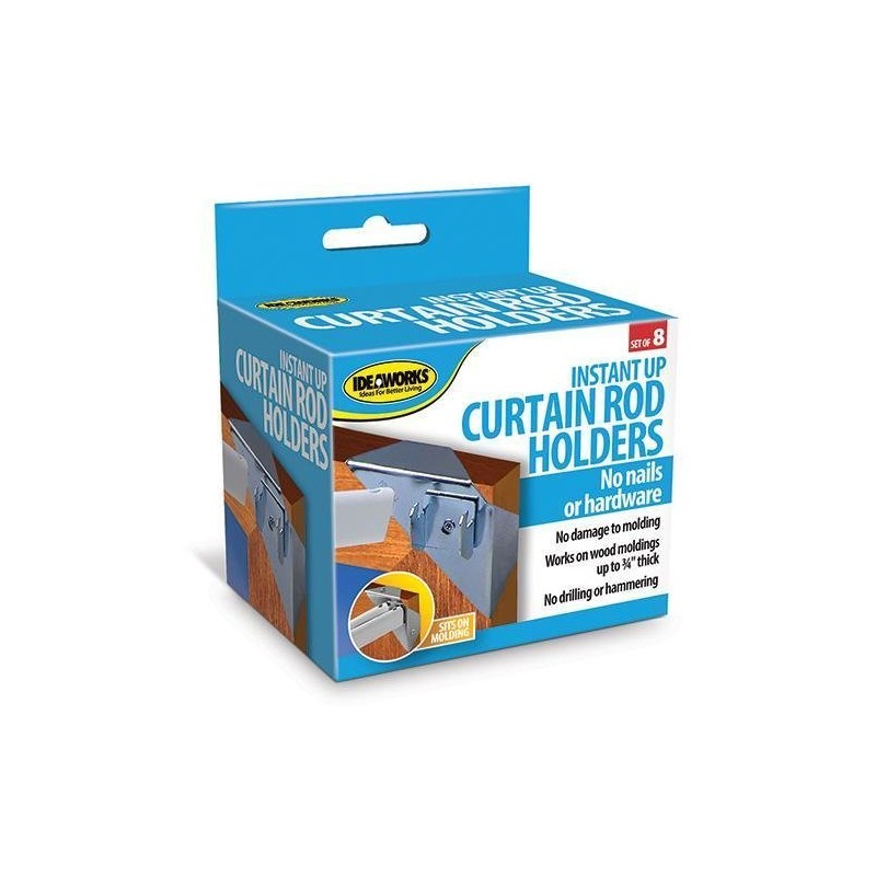 IdeaWorks Instant Holders-Curtain Rod Brackets No Drilling-Perfect for Hanging on