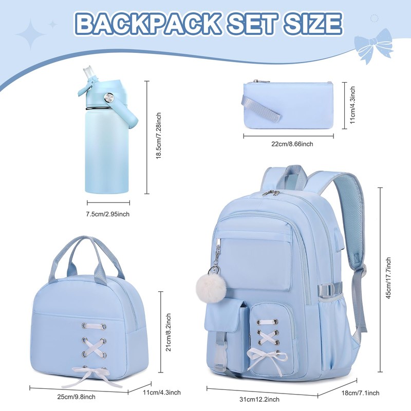 Scothen Backpack for Girls with Insulated Water Bottle, School Bag