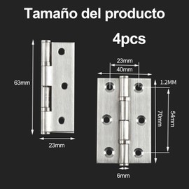 Bisagras para Puerta de Acero Inoxidable, 4 piezas Bisagras de puerta de hardware para puertas de armario (3 pulgadas)