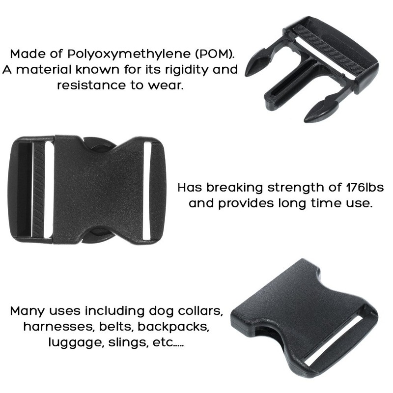 2 Inch Thick Military Grade Black Plastic Buckles - Quick