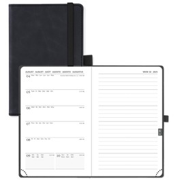 POPRUN Pocket Calendar 2025 2026 Small Notebook (Aug.2025-Dec.2026), Approx. A6 (16 x 10.5 cm), Calendar 2025 Small with Soft Cover - Diary with PU Leather - Black