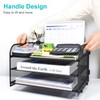 SAYEEC 3 Tier Paper Organizer Letter Tray with Handle Black