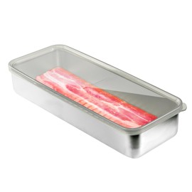 Upmely Bacon Container for Refrigerator, 304 Stainless Steel Container for Fridge, Bacon Fresh Keeper Deli Meat Saver, Airtight Bacon Storage Container with Lids, Dishwasher Safe