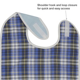 Modaliv Adult Bib - Reusable Clothing Protector - Waterproof - Adult Bib with Food Catcher - Machine Washable - Extra Long Senior Men and Women Bibs for Eating (Blue)