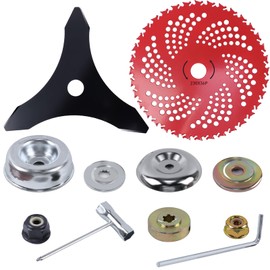 AIIQESBT Brush Cutter Blade, 11 Pcs Metal Teeth Weed Eater Blades Heavy Duty with Universal Adapter Kit, Replacement Strimmer Attachments for Trimmer Head, Tough Weeds Undergrowth Grass Cutting