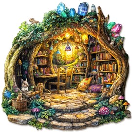 KaayeeWood Wooden Puzzle for Adults, Forest Mushroom House Wooden Puzzle, Unique Wooden Puzzle with Gift Box, Gifts for Children and Adults (300 Pieces, 34 x 33.5 cm)