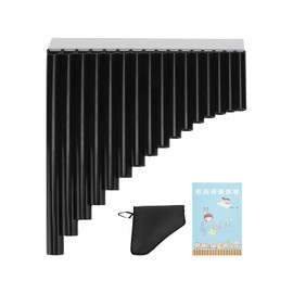 Pan Flute ABS 16‑Tone Tube C Key Musical Instruments with Nylon Padded Handbag Multifunction Panpipe for Children Adults Beginners(black)
