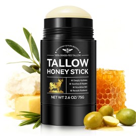 Sarga de carne alimentada con pasto y bálsamo de miel silvestre en barra 2.65 oz, hidratación intensa y reparación para piel seca, cara, labios, manos y cuerpo, nutritivo con karité y mantequilla de