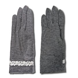 TRAX SHOP Women's UV Gloves, Short, Arm Cover, Fingerless, Lace, UV Protection, UV Protection, Summer, Cool Touch, Sweat Absorbent, Quick Drying, Linen Blend, Black