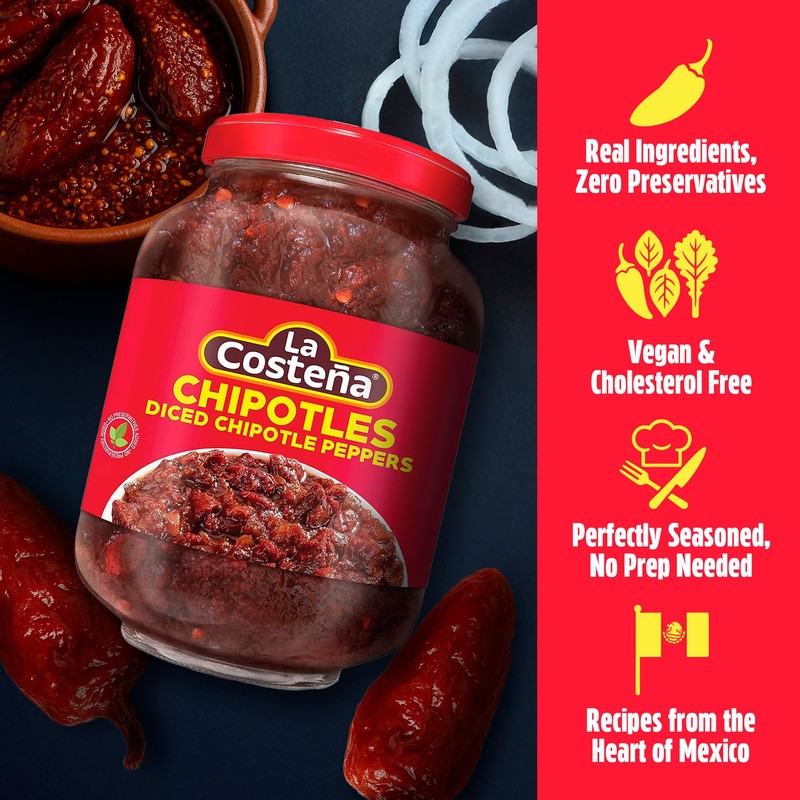 La Costeña Chipotle Peppers - Spicy Smoked Diced Peppers for