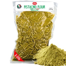 GUSTO ETNA Pistachio Flour, Sicilian Fine Chopped Pistachio Flour, Ground Pistachios, Pistachio Powder, Gluten Free Flour, Non Gmo, Vegan, Product of Bronte, Sicily, From Italy, 2.2 Lb (1 kg)