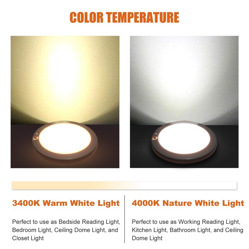 Facon 5" LED RV Interior Dome Light - 3Pack 12V