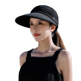 CHIC DIARY Sonnenhut Damen Sonnenschutz Visor Cap mit großer Krempe Sommerkappe Sonnenmütze Abnehmbar Hut für Outdoor Golf
