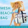 Mesh Beach Bag Women, Foldable Casual Large Capacity Tote Bags,