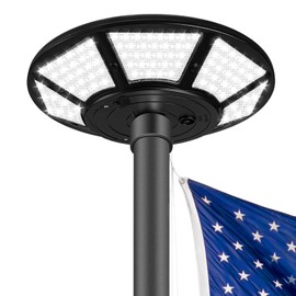 Flag Pole Light Solar Powered 440 LED Dusk to Dawn Flag Light 100% Flag Coverage, 6800mAh Flagpole Light Last Up to 12 Hrs Fit 0.55" Wide Flag Ornament Spindle for Most 15 to 25 Ft Flagpole (Black)