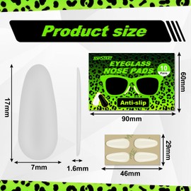 10-Pack Anti-Slip Silicone Nose Pads for Glasses - 1.6mm Ultra-Thin Replacement Nose Pads, Secure Fit for Eyeglasses, Sunglasses & Readers (1.6x17x9mm) - Includes Storage Case