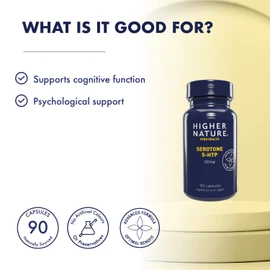 Higher Nature - Serotone 5HTP - 50mg - Psychological Support - Natural Source of 5HTP - B Vitamins & Zinc - Vegan & Vegetarian - 90 Capsules