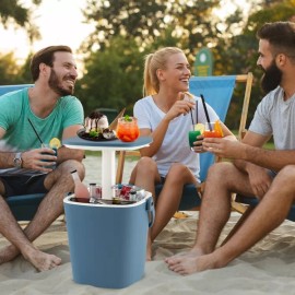 Costway 3-in-1 Outdoor Camping Cooler Bar Table Light weight Portable With Bottle Opener