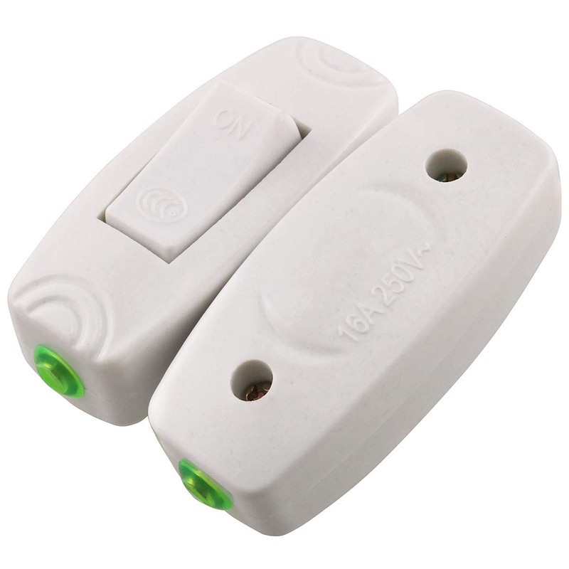 E-outstanding Inline Cord Switch 2PCS AC250V 16A On/Off White Button