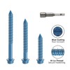 1/4" x 4-1/2" Concrete Screws, 50 PCS Blue Hex Washer