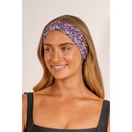 LOUVELLE Stylish SERAPHINE Luxury Silky Headband Quick Dry, Stretchy to Protect Hairline while Applying Makeup, Masks, or by the Pool (Bright Ditsy)