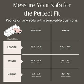 Nolan Interior Magic Sofa Cover - Wheat Pet-Proof Chaise Cushion Cover - Medium, Camel Brown - Easy Installation, Stain Resistant, Machine Washable, Stretchy Covers for Sectional Couches and Sofas