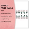 SINHOT Almond Press on Nails Medium - Dark Green Gradient