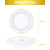 Bestluck 50 Pack White Plastic Bowls with Gold Rim, 12oz