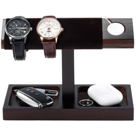 ProCase Watch Organizer Stand, Wood Watch Bracelet Display T-Bar, Watch Holder Storage -1 Tier, Darkbrown