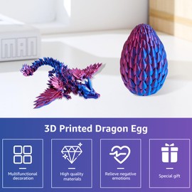 3D Dragon in Egg, Dragon Egg Toys Dragon Toys for Kids Adults 3D Printed Dragon Eggs with Dragon Inside Articulated Dragon Flexible Joints Dragon Home Decor Autism Toys for Anxiety Relief (G)