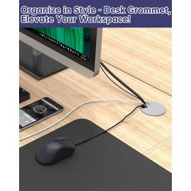 3-1/8 in. Hole Saw with 10PCS White Desk Grommet - Cable Management Kit for TV, Office, and Home Table - Hide Wires Behind Wall, TV Wall Cable Pass Through, Desk Cable Hole Covers