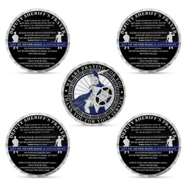 5 Pcs Sheriff's Prayer Challenge Coin Police Officer Thin Blue Line Spartan Coin