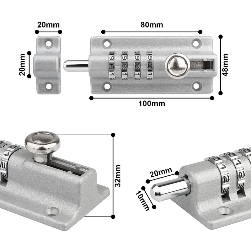 Gate Latch with Combination Lock, [Weatherproof] Spopal 120 mm 4-Digit