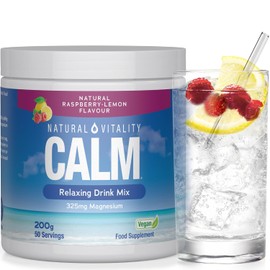 Natural Vitality Calm Magnesium Powder Supplement | Relaxing Drink Mix | High Strength Magnesium Carbonate | for Women & Men | Vegan | Natural Raspberry-Lemon Flavour | 200g