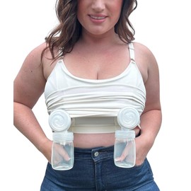 DAVIN & ADLEY Pumping and Nursing Compression Tank - Hands Free Amelia Style for Small Busty–2X Busty - Full Length, No Clips Cream