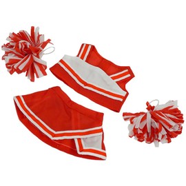 Red and White Cheerleader Outfit Teddy Bear Clothes Fits Most 8" to 10" Stuffed Animals